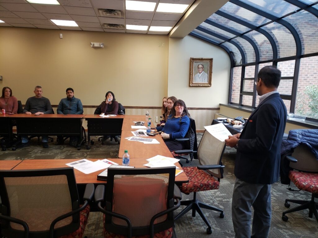 Department Chair Ramu Govindasamy addressing students