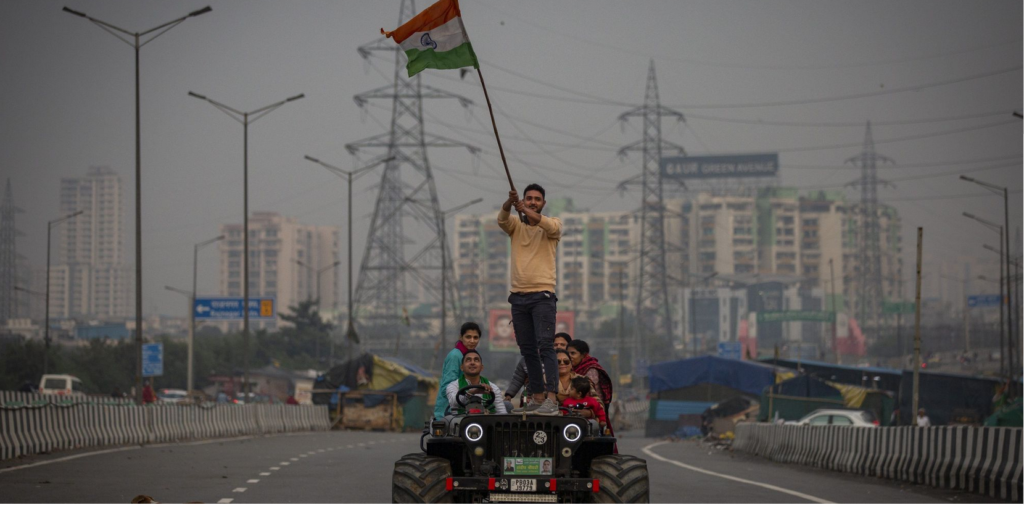 Person holding a flag